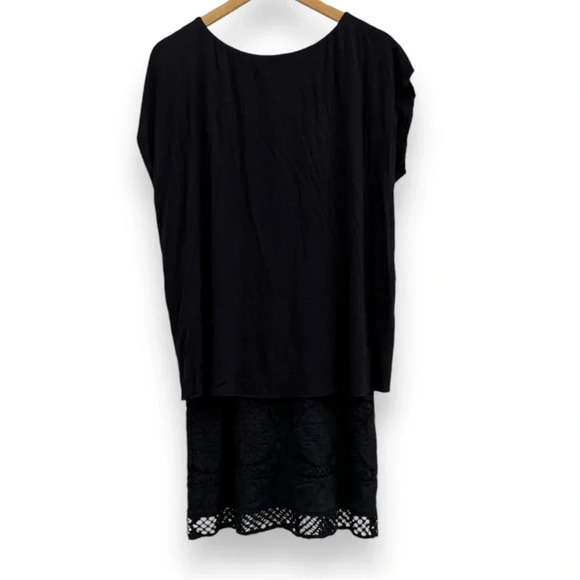 Bailey 44 Layered Tent Overlay Lace Trim Dress Size Medium Black Rayon - Picture 5 of 8